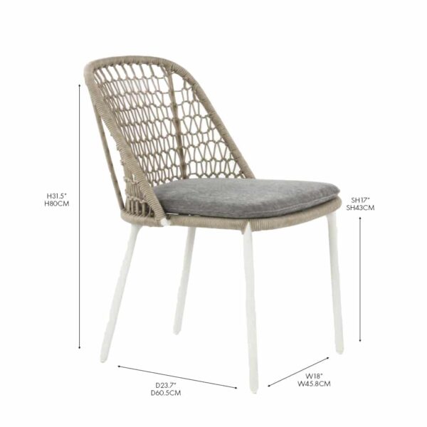 Mel dining side chair rope and aluminum