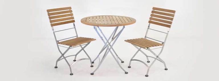 Cafe teak folding table and chairs - balcony table and chairs