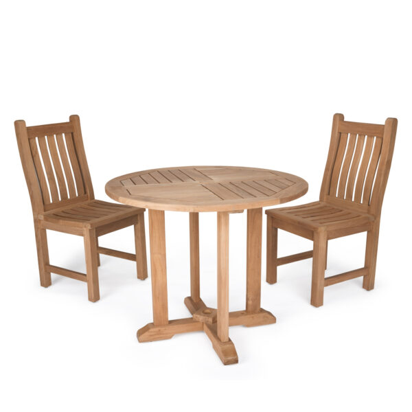 LUPA ROUND OUTDOOR SLATTED RECYCLED TEAK DINING TABLE