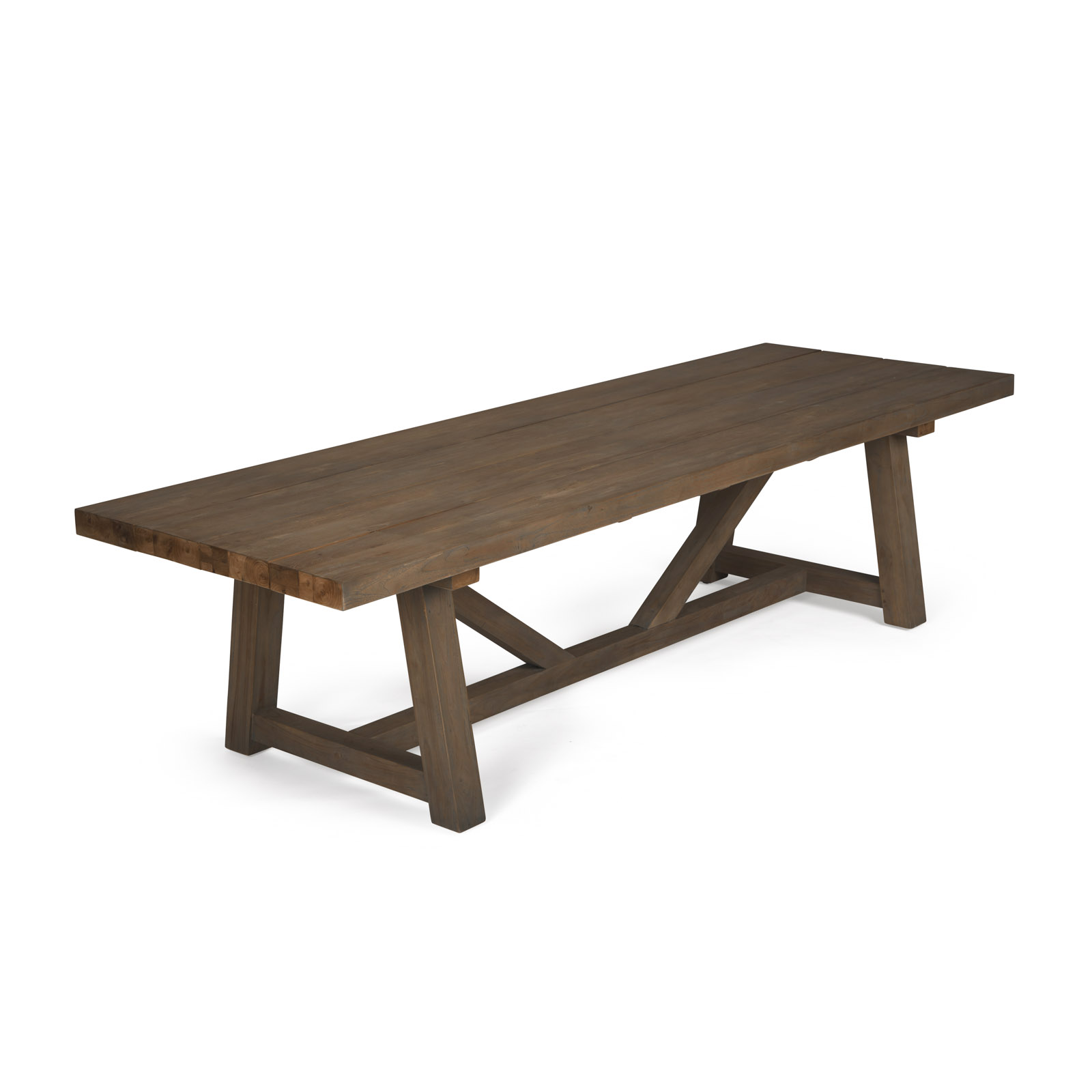 LUPA ROUND OUTDOOR SLATTED RECYCLED TEAK DINING TABLE