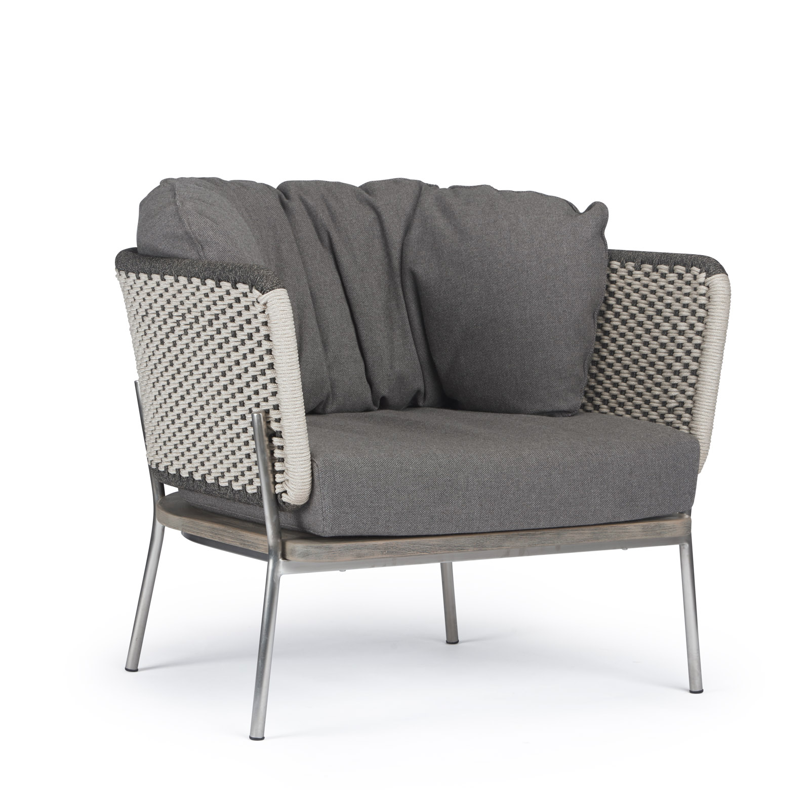 Studio Rope Relaxing Chair Two Tone Weave in Coal Gray | Teak